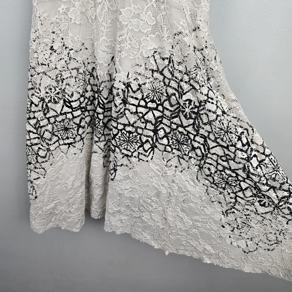 FREE PEOPLE Flocked Velvet Lace Sweetheart Strappy Mini Dress Cream Womens Sz SP